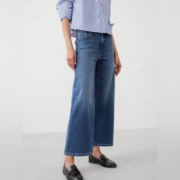 NWT! Banana Republic Pure White High-Rise Wide-Leg Cropped Jean - Size 34/18💎 - Picture 4 of 6